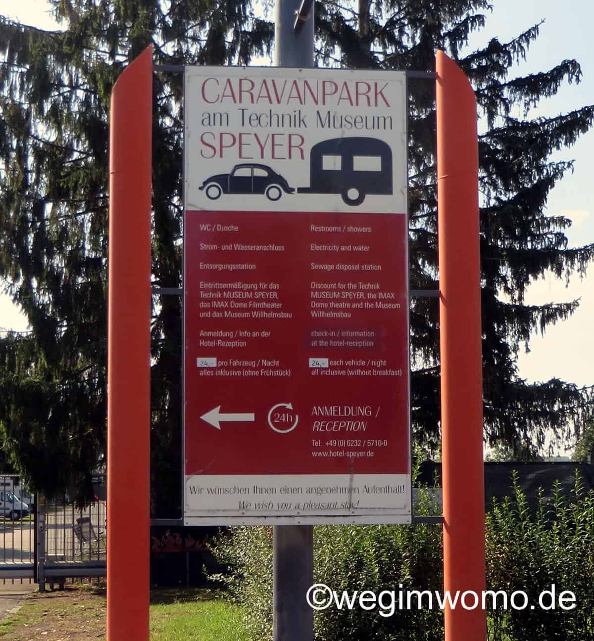 Stellplatz in Speyer, mit dem Wohnmobil am Technikmuseum