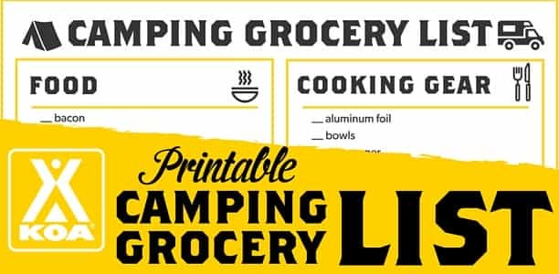 Camping Grocery List with Printable Shopping List