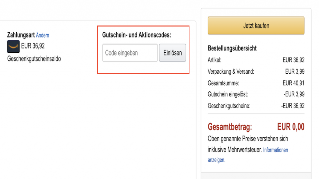 Amazon Gutschein einlösen: So geht’s