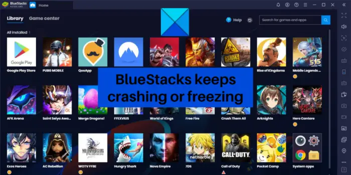 BlueStacks keeps crashing or freezing on Windows PC