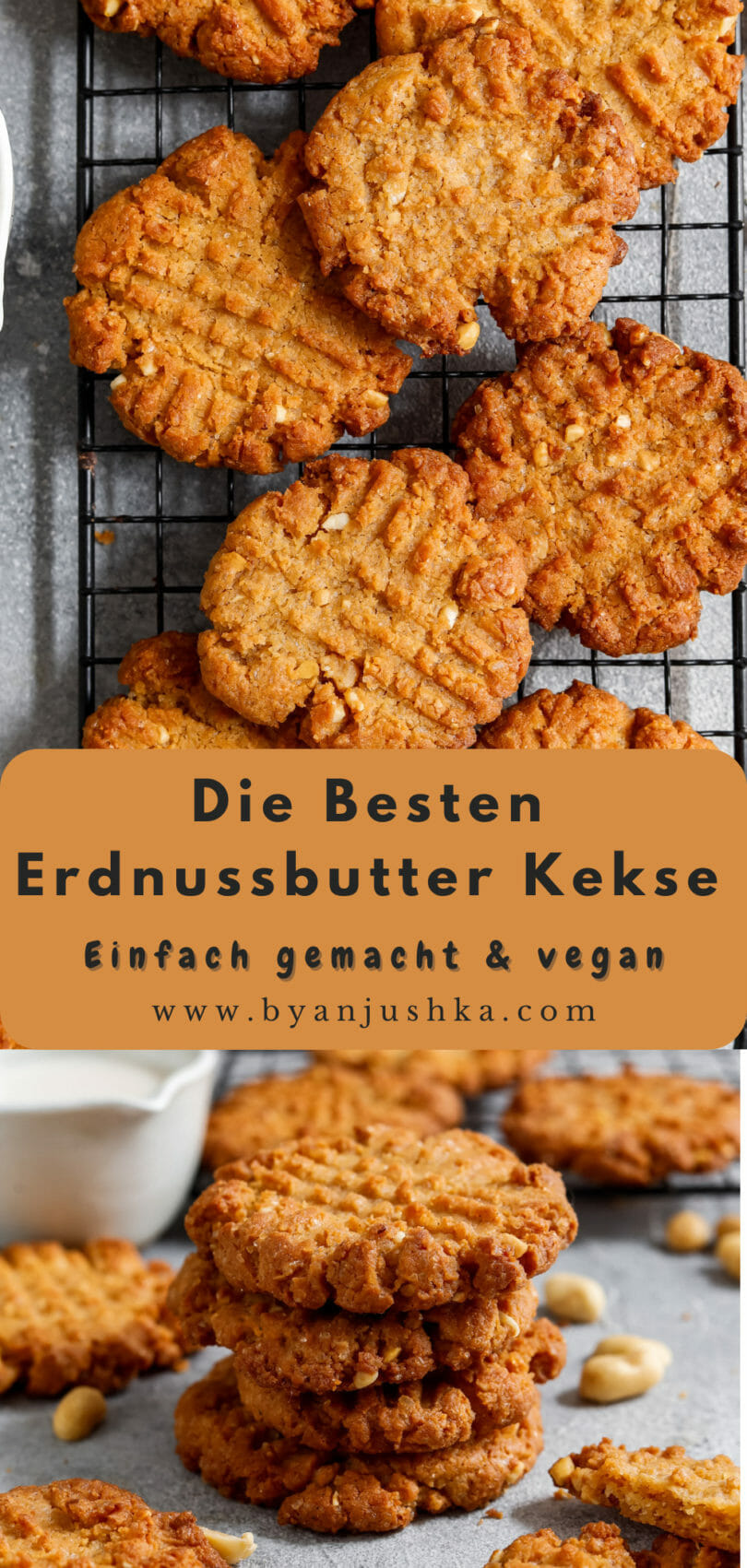 Collage für das Rezept "Vegane Erdnussbutter-Kekse" zum pinnen auf Pinterest