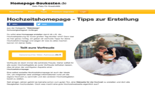 Die eigene Hochzeitshomepage