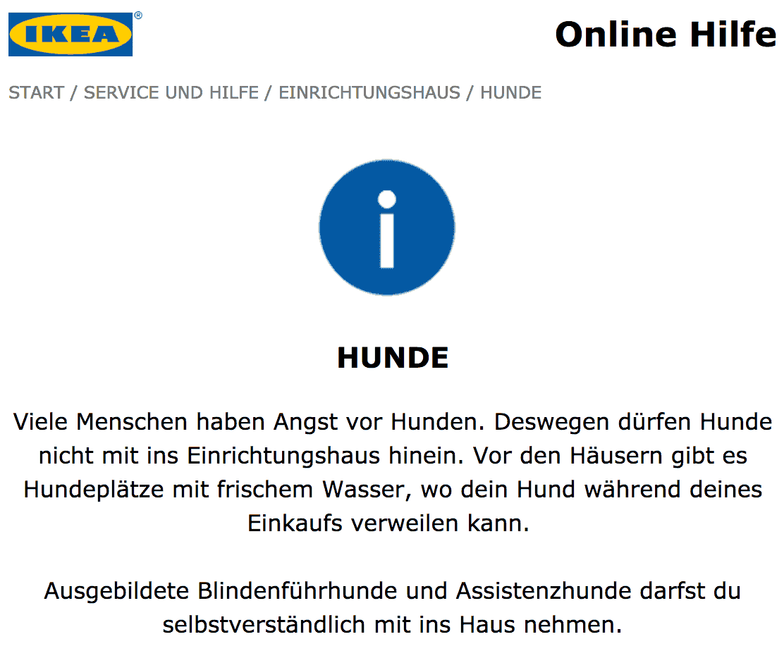 Dürfen Hunde bei Ikea rein?