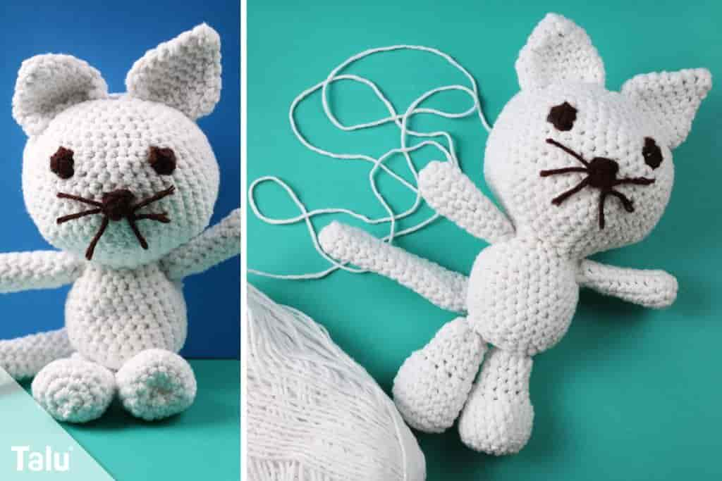 Katze häkeln im Amigurumi-Stil – gratis Anleitung für Anfänger