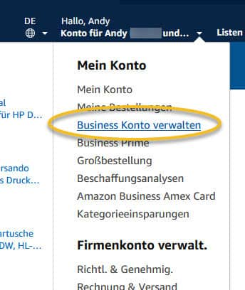 Screenshot Amazon "Mein Konto"