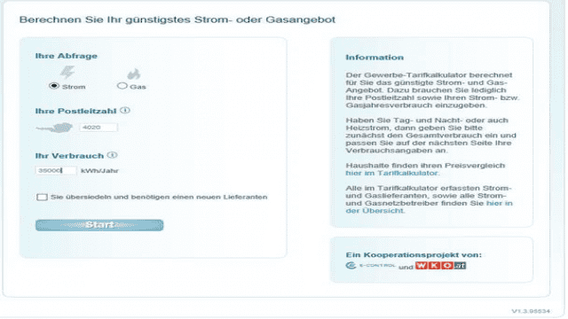 Energiepreis: Gewerbe-Tarifkalkulator