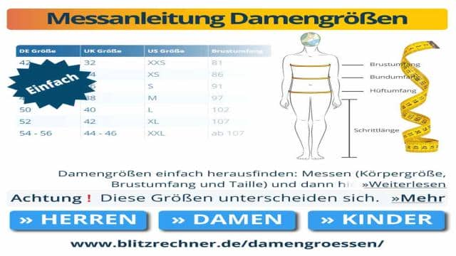 Damengrößen-Umrechnung: Was entspricht welcher Größe?