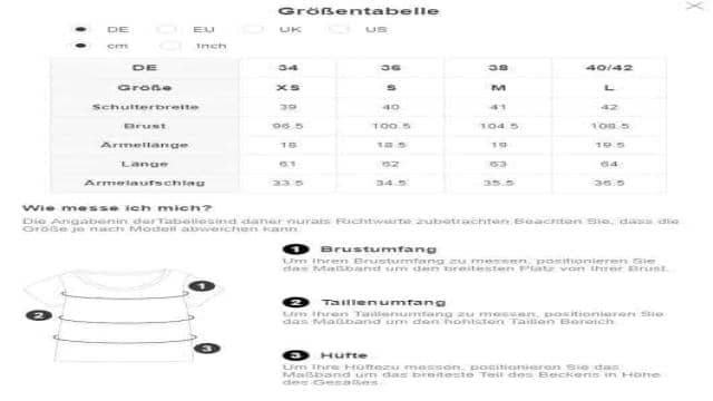 Anleitung, um in Shein immer die richtige Größe zu finden