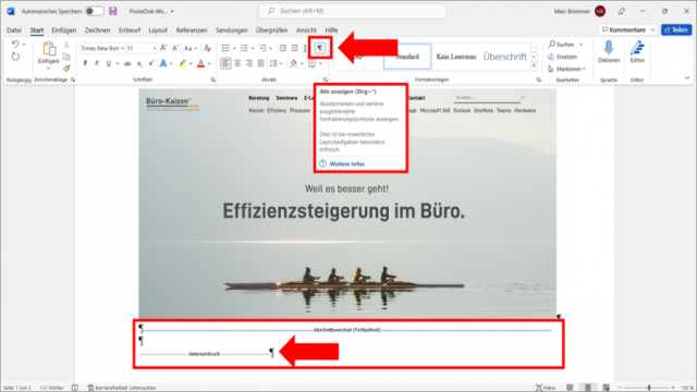 Wie man in Microsoft Word unlöschbare Seiten löscht – notfalls durch Entfernen von Seitenumbruch oder Abschnittswechsel