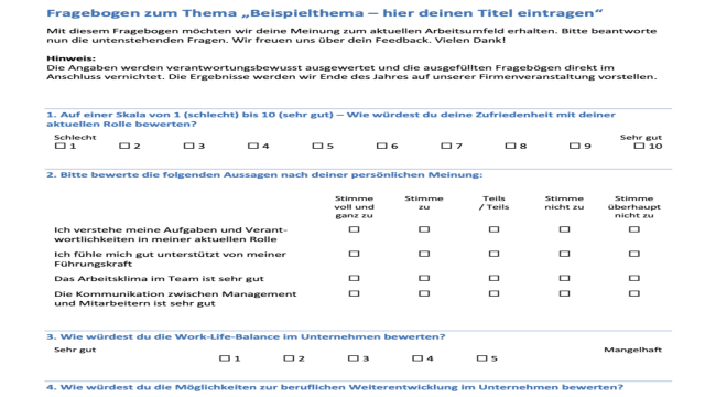 Fragebogen erstellen mit Word inkl. Anleitung & Vorlage