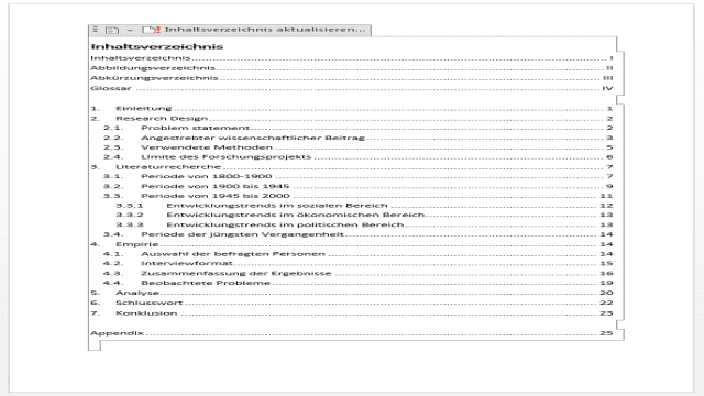 Word Inhaltsverzeichnis automatisch erstellen – Kurzanleitung