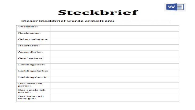 Steckbrief selbst erstellen oder Vorlage herunterladen