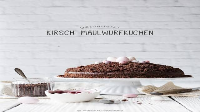 Gesünderer Kirsch-Maulwurfkuchen mit Marzipan {Werbung}