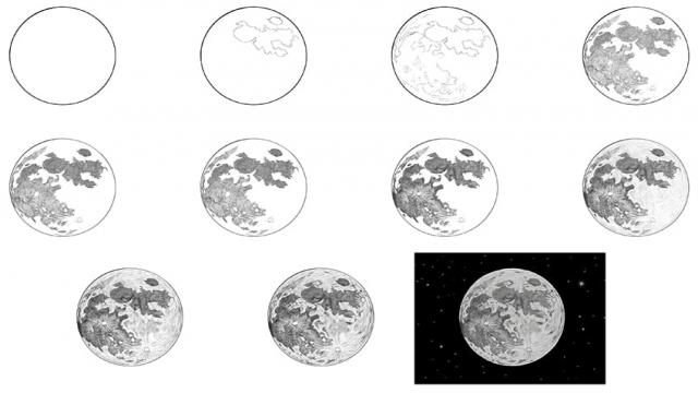 Mond zeichnen – Einfache Anleitung mit detaillierten Bildern