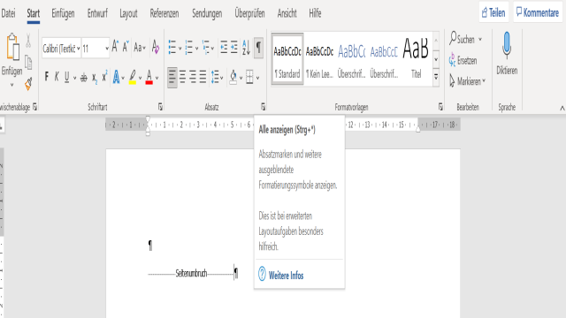 So entfernen Sie einen Seitenumbruch in Word (alle neueren Versionen)