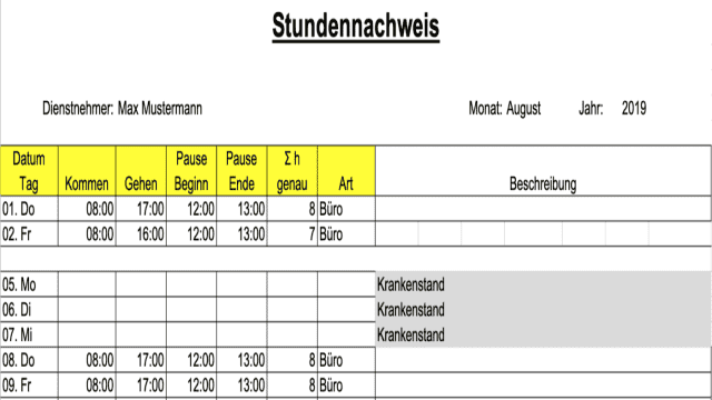 Stundenzettel